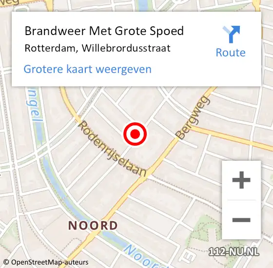 Locatie op kaart van de 112 melding: Brandweer Met Grote Spoed Naar Rotterdam, Willebrordusstraat op 1 januari 2024 00:34