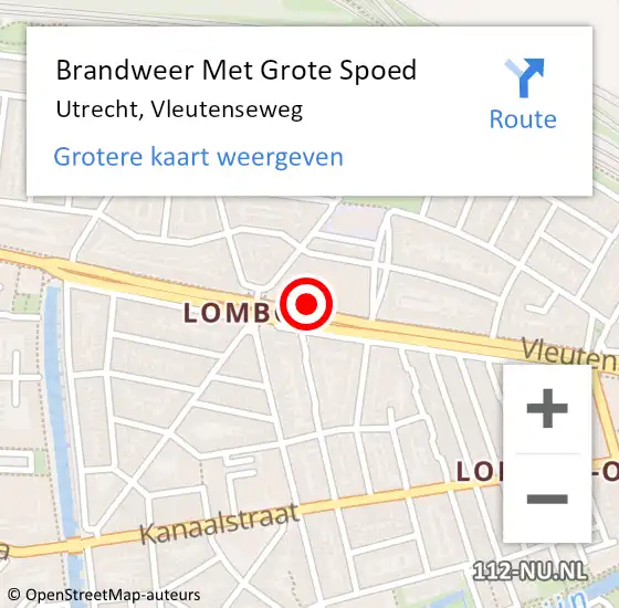 Locatie op kaart van de 112 melding: Brandweer Met Grote Spoed Naar Utrecht, Vleutenseweg op 1 januari 2024 00:41