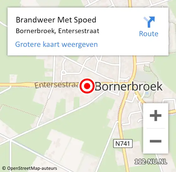 Locatie op kaart van de 112 melding: Brandweer Met Spoed Naar Bornerbroek, Entersestraat op 1 januari 2024 00:50