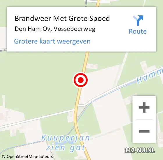 Locatie op kaart van de 112 melding: Brandweer Met Grote Spoed Naar Den Ham Ov, Vosseboerweg op 20 september 2014 13:44