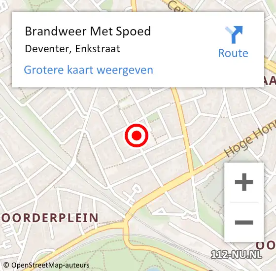 Locatie op kaart van de 112 melding: Brandweer Met Spoed Naar Deventer, Enkstraat op 1 januari 2024 00:51