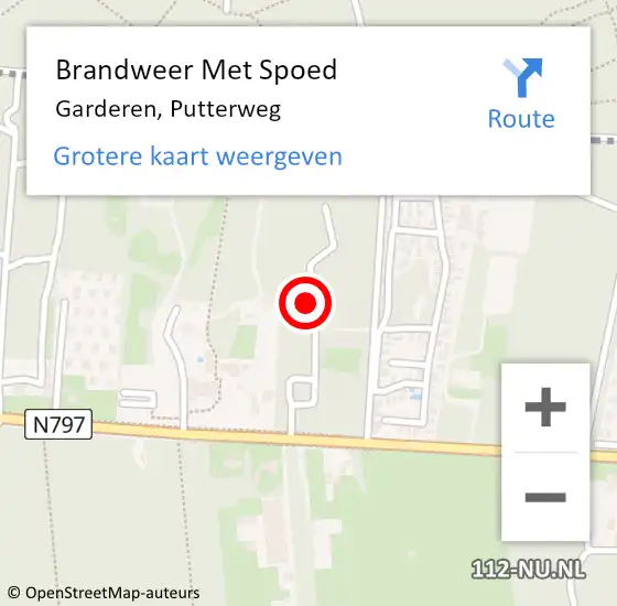 Locatie op kaart van de 112 melding: Brandweer Met Spoed Naar Garderen, Putterweg op 1 januari 2024 00:59