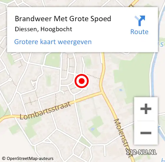 Locatie op kaart van de 112 melding: Brandweer Met Grote Spoed Naar Diessen, Hoogbocht op 1 januari 2024 01:02