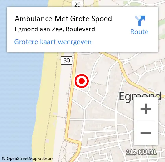 Locatie op kaart van de 112 melding: Ambulance Met Grote Spoed Naar Egmond aan Zee, Boulevard op 1 januari 2024 01:10