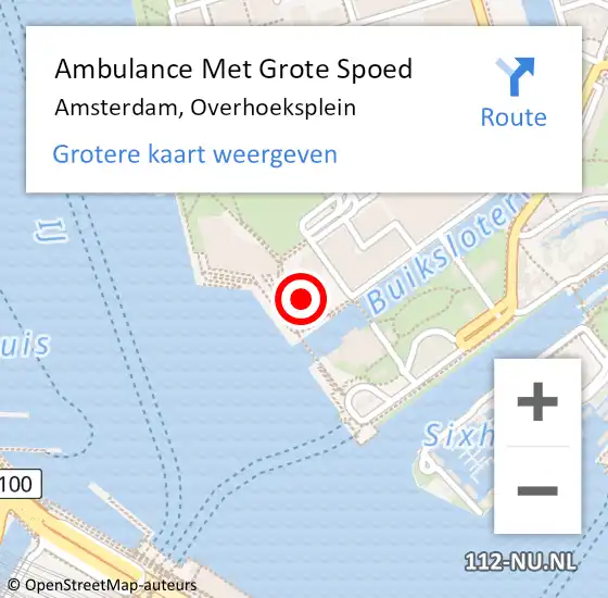 Locatie op kaart van de 112 melding: Ambulance Met Grote Spoed Naar Amsterdam, Overhoeksplein op 1 januari 2024 01:13