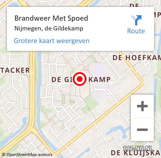 Locatie op kaart van de 112 melding: Brandweer Met Spoed Naar Nijmegen, de Gildekamp op 1 januari 2024 01:13