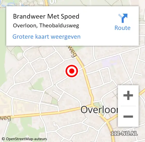 Locatie op kaart van de 112 melding: Brandweer Met Spoed Naar Overloon, Theobaldusweg op 1 januari 2024 01:15