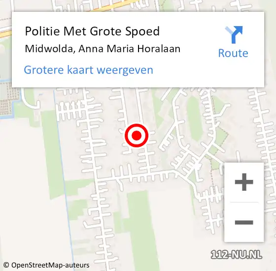 Locatie op kaart van de 112 melding: Politie Met Grote Spoed Naar Midwolda, Anna Maria Horalaan op 1 januari 2024 01:19
