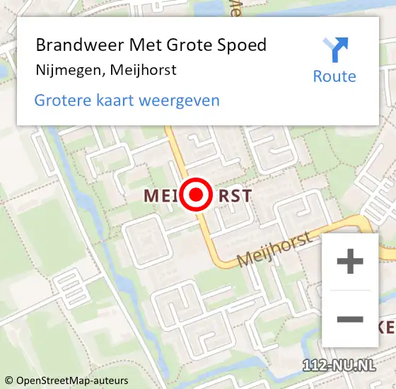 Locatie op kaart van de 112 melding: Brandweer Met Grote Spoed Naar Nijmegen, Meijhorst op 1 januari 2024 01:22