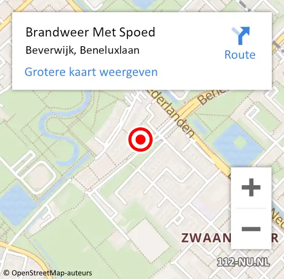 Locatie op kaart van de 112 melding: Brandweer Met Spoed Naar Beverwijk, Beneluxlaan op 1 januari 2024 01:27