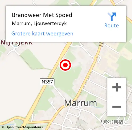 Locatie op kaart van de 112 melding: Brandweer Met Spoed Naar Marrum, Ljouwerterdyk op 1 januari 2024 01:39