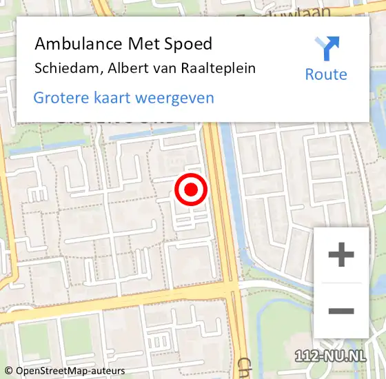 Locatie op kaart van de 112 melding: Ambulance Met Spoed Naar Schiedam, Albert van Raalteplein op 1 januari 2024 01:47