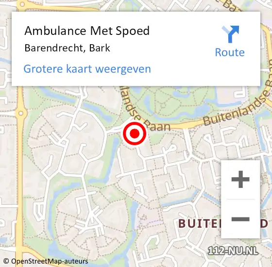 Locatie op kaart van de 112 melding: Ambulance Met Spoed Naar Barendrecht, Bark op 1 januari 2024 01:53