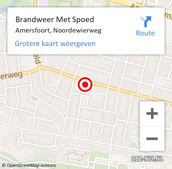 Locatie op kaart van de 112 melding: Brandweer Met Spoed Naar Amersfoort, Noordewierweg op 1 januari 2024 02:00