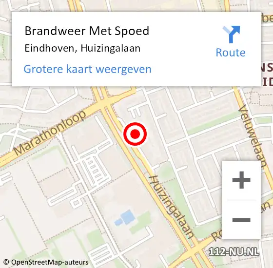 Locatie op kaart van de 112 melding: Brandweer Met Spoed Naar Eindhoven, Huizingalaan op 1 januari 2024 02:01
