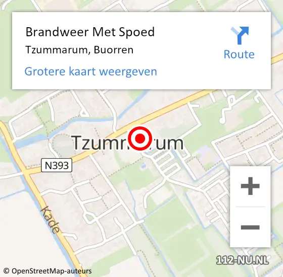 Locatie op kaart van de 112 melding: Brandweer Met Spoed Naar Tzummarum, Buorren op 1 januari 2024 02:04