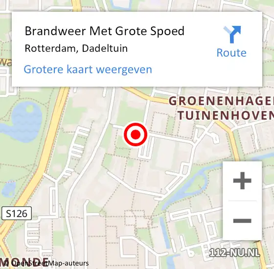 Locatie op kaart van de 112 melding: Brandweer Met Grote Spoed Naar Rotterdam, Dadeltuin op 1 januari 2024 02:19