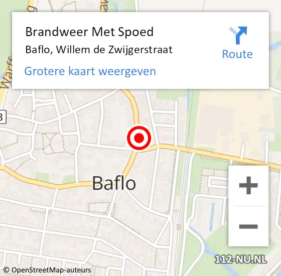 Locatie op kaart van de 112 melding: Brandweer Met Spoed Naar Baflo, Willem de Zwijgerstraat op 1 januari 2024 02:44