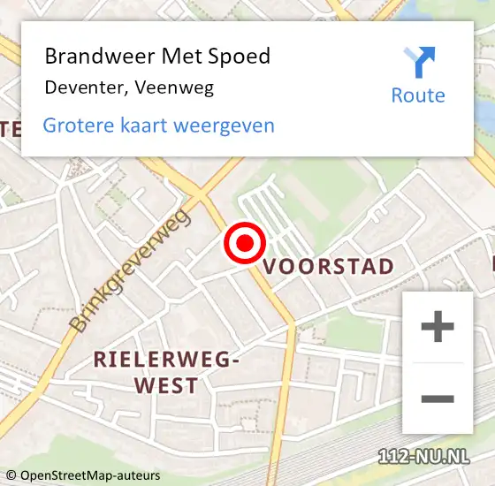 Locatie op kaart van de 112 melding: Brandweer Met Spoed Naar Deventer, Veenweg op 1 januari 2024 02:50