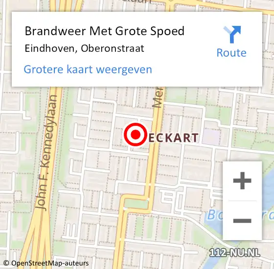 Locatie op kaart van de 112 melding: Brandweer Met Grote Spoed Naar Eindhoven, Oberonstraat op 1 januari 2024 02:55
