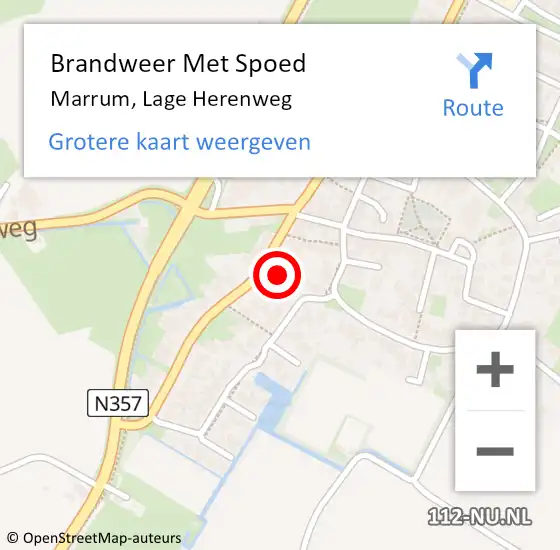 Locatie op kaart van de 112 melding: Brandweer Met Spoed Naar Marrum, Lage Herenweg op 1 januari 2024 03:23