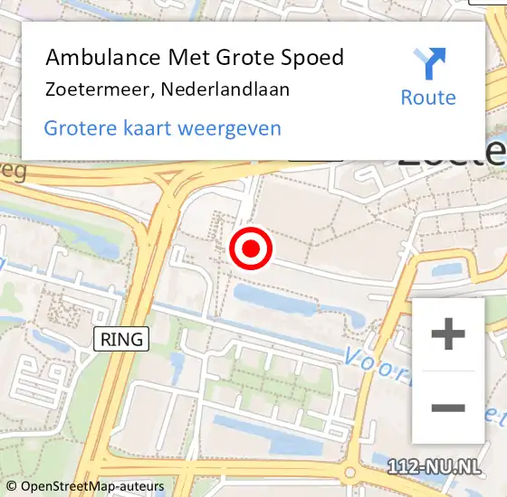 Locatie op kaart van de 112 melding: Ambulance Met Grote Spoed Naar Zoetermeer, Nederlandlaan op 1 januari 2024 03:28