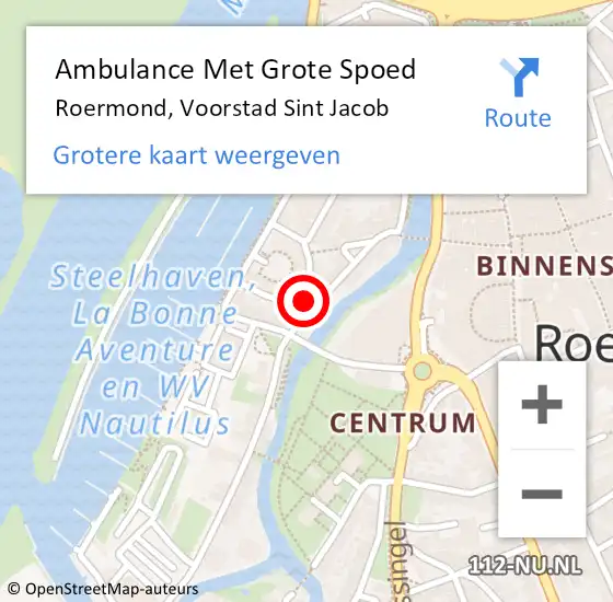 Locatie op kaart van de 112 melding: Ambulance Met Grote Spoed Naar Roermond, Voorstad Sint Jacob op 1 januari 2024 03:28
