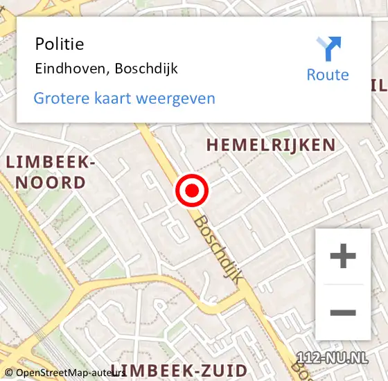 Locatie op kaart van de 112 melding: Politie Eindhoven, Boschdijk op 1 januari 2024 03:34
