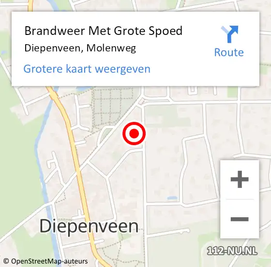 Locatie op kaart van de 112 melding: Brandweer Met Grote Spoed Naar Diepenveen, Molenweg op 1 januari 2024 03:37