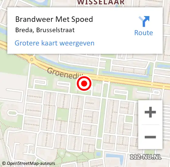 Locatie op kaart van de 112 melding: Brandweer Met Spoed Naar Breda, Brusselstraat op 1 januari 2024 03:40