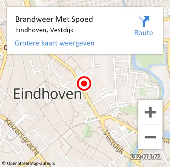 Locatie op kaart van de 112 melding: Brandweer Met Spoed Naar Eindhoven, Vestdijk op 1 januari 2024 04:02