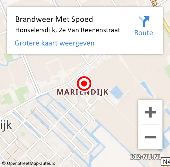 Locatie op kaart van de 112 melding: Brandweer Met Spoed Naar Honselersdijk, 2e Van Reenenstraat op 1 januari 2024 04:02