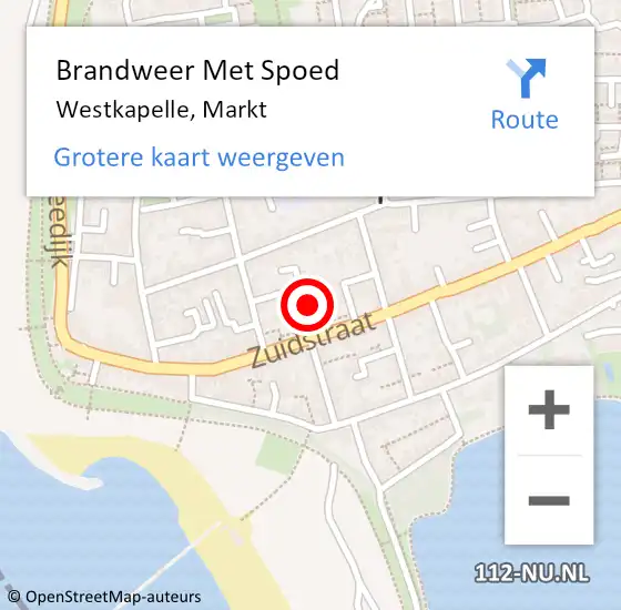 Locatie op kaart van de 112 melding: Brandweer Met Spoed Naar Westkapelle, Markt op 1 januari 2024 04:08