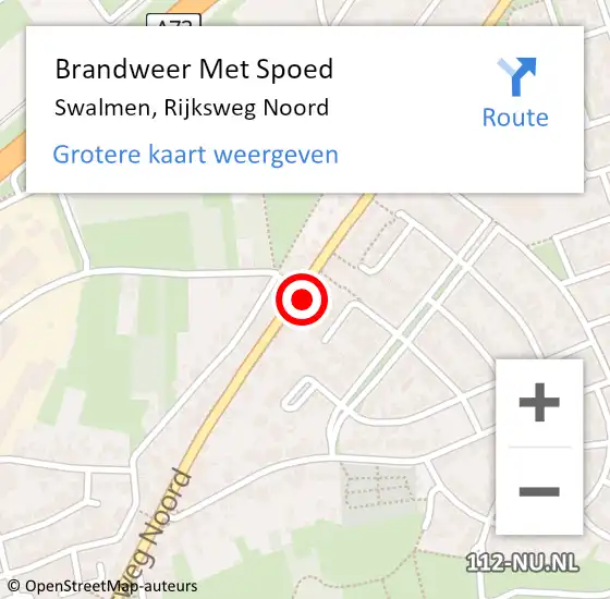 Locatie op kaart van de 112 melding: Brandweer Met Spoed Naar Swalmen, Rijksweg Noord op 1 januari 2024 04:12