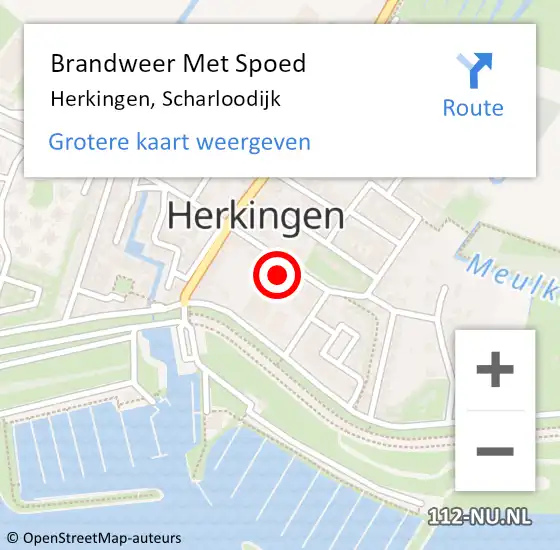 Locatie op kaart van de 112 melding: Brandweer Met Spoed Naar Herkingen, Scharloodijk op 1 januari 2024 04:20