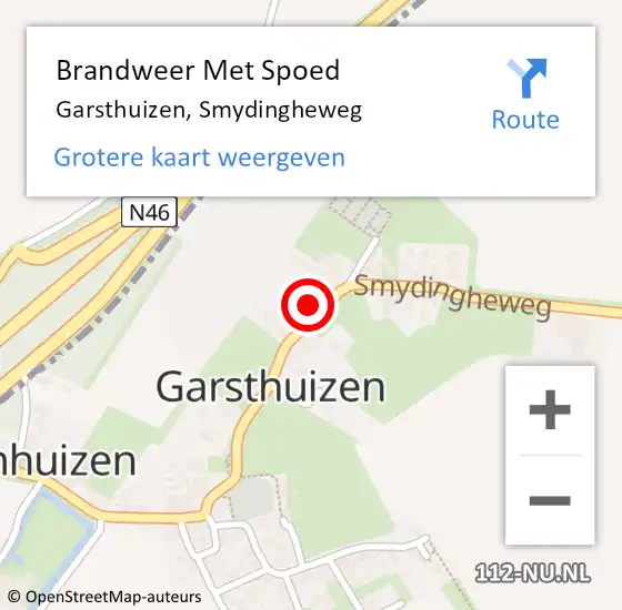 Locatie op kaart van de 112 melding: Brandweer Met Spoed Naar Garsthuizen, Smydingheweg op 1 januari 2024 04:32