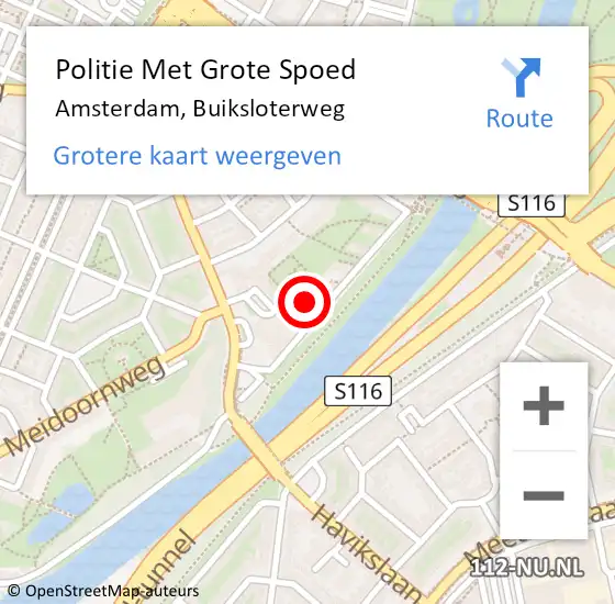 Locatie op kaart van de 112 melding: Politie Met Grote Spoed Naar Amsterdam, Buiksloterweg op 1 januari 2024 04:47