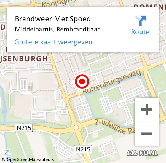 Locatie op kaart van de 112 melding: Brandweer Met Spoed Naar Middelharnis, Rembrandtlaan op 1 januari 2024 05:59