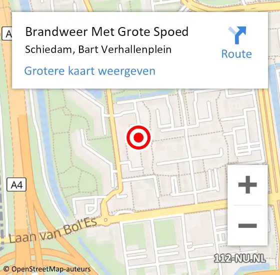 Locatie op kaart van de 112 melding: Brandweer Met Grote Spoed Naar Schiedam, Bart Verhallenplein op 1 januari 2024 06:06