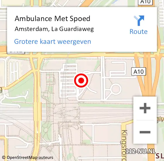 Locatie op kaart van de 112 melding: Ambulance Met Spoed Naar Amsterdam, La Guardiaweg op 1 januari 2024 06:25