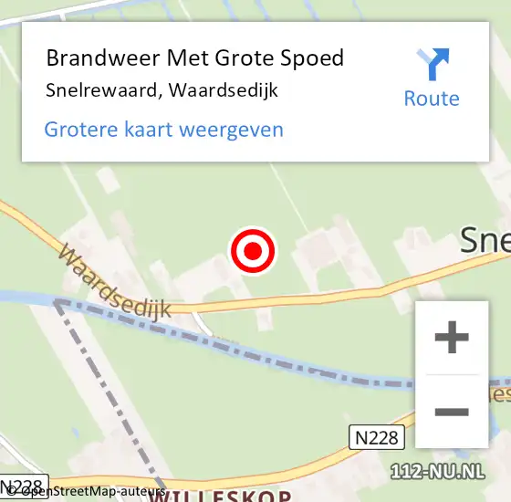 Locatie op kaart van de 112 melding: Brandweer Met Grote Spoed Naar Snelrewaard, Waardsedijk op 1 januari 2024 06:33