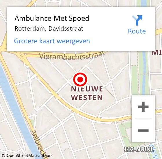 Locatie op kaart van de 112 melding: Ambulance Met Spoed Naar Rotterdam, Davidsstraat op 1 januari 2024 06:52