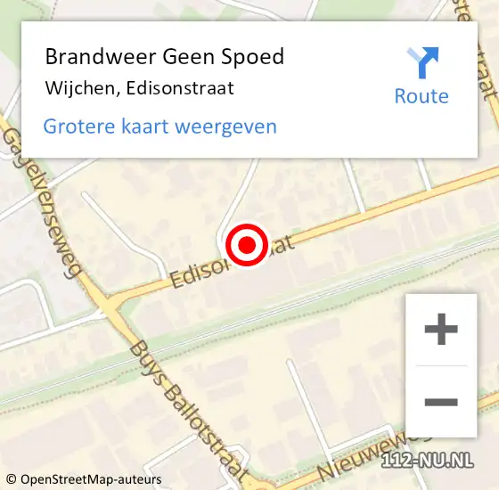 Locatie op kaart van de 112 melding: Brandweer Geen Spoed Naar Wijchen, Edisonstraat op 1 januari 2024 06:52