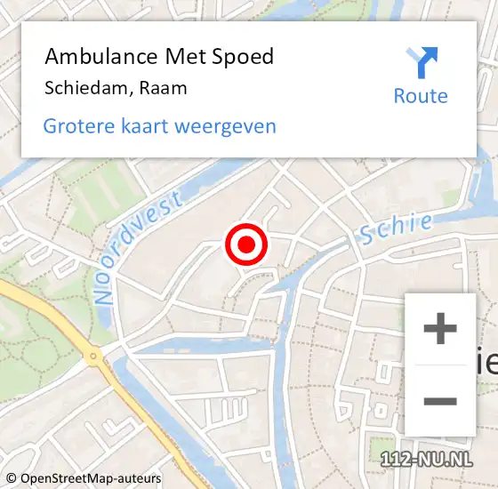 Locatie op kaart van de 112 melding: Ambulance Met Spoed Naar Schiedam, Raam op 1 januari 2024 07:16