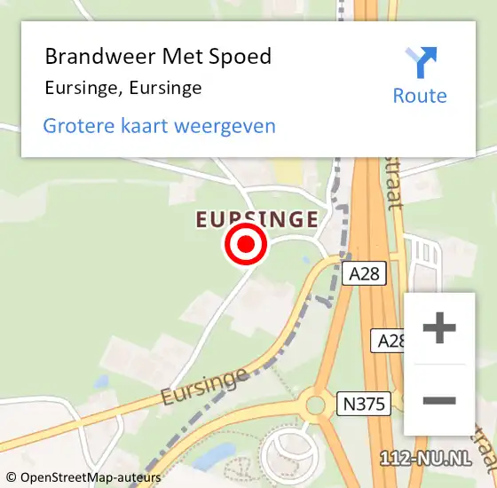 Locatie op kaart van de 112 melding: Brandweer Met Spoed Naar Eursinge, Eursinge op 1 januari 2024 07:31