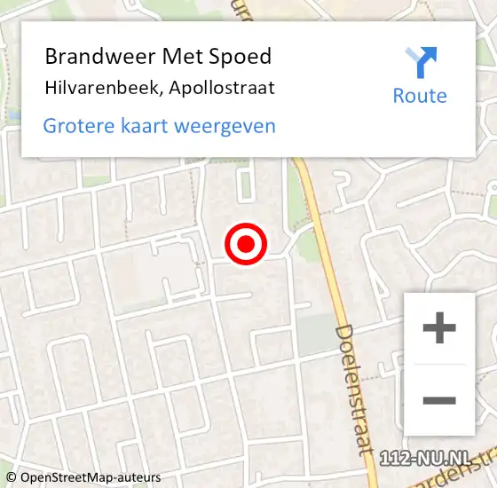 Locatie op kaart van de 112 melding: Brandweer Met Spoed Naar Hilvarenbeek, Apollostraat op 1 januari 2024 08:12