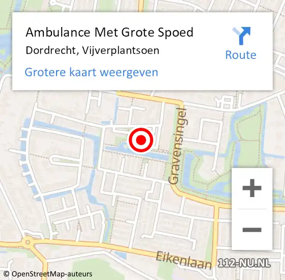 Locatie op kaart van de 112 melding: Ambulance Met Grote Spoed Naar Dordrecht, Vijverplantsoen op 1 januari 2024 10:02