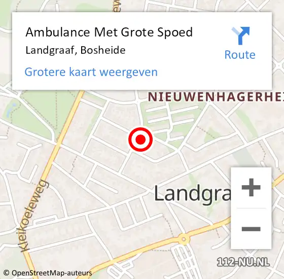 Locatie op kaart van de 112 melding: Ambulance Met Grote Spoed Naar Landgraaf, Bosheide op 20 september 2014 15:12