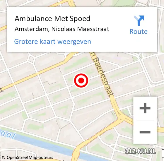 Locatie op kaart van de 112 melding: Ambulance Met Spoed Naar Amsterdam, Nicolaas Maesstraat op 1 januari 2024 10:38