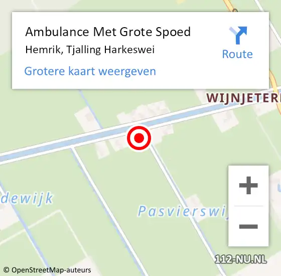 Locatie op kaart van de 112 melding: Ambulance Met Grote Spoed Naar Hemrik, Tjalling Harkeswei op 20 september 2014 15:14